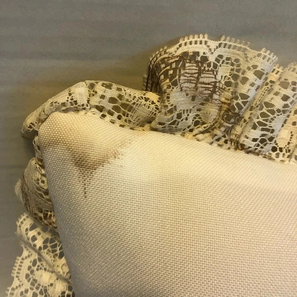 Vintage Precious Moments Decor Pillow White Lace Cottagecore - Picture 3 of 3